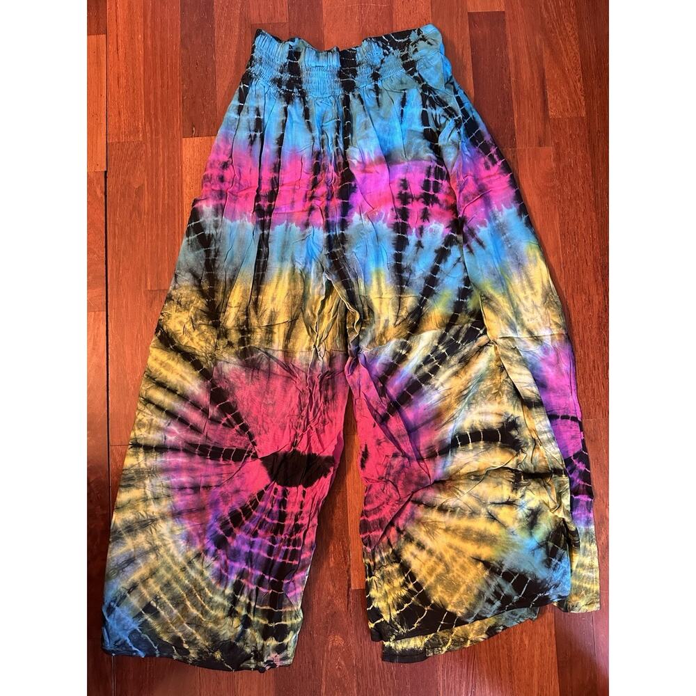 My Choice Pants One Size Harem Festival Hippie Crop PullOn Tie Dye Boho Yoga NEW